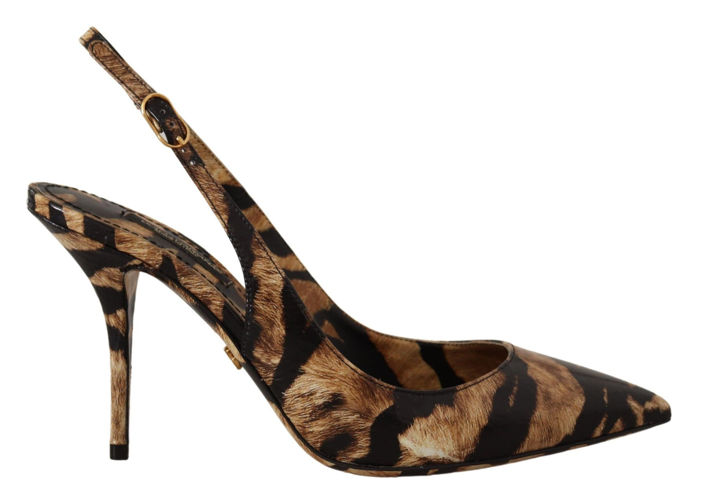 Dolce &amp; Gabbana Chaussures Tigre en Cuir Slingbacks Marron