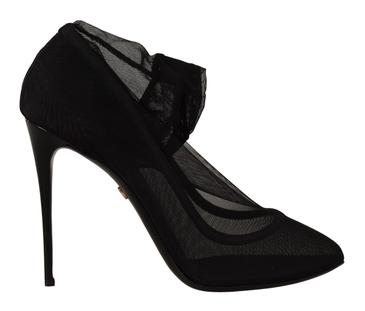 Dolce &amp; Gabbana Schwarze Tüll-Stretchstiefel Pumps Schuhe