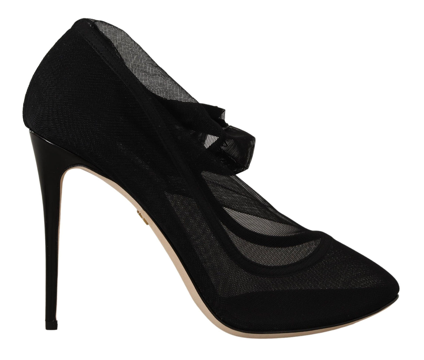 Dolce &amp; Gabbana Schwarze Stretch-Tüll-Stretch-Stiefelschuhe