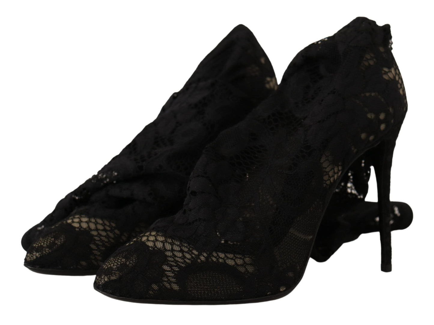 Dolce &amp; Gabbana Chaussettes extensibles noires Taormina Bottes en dentelle Chaussures