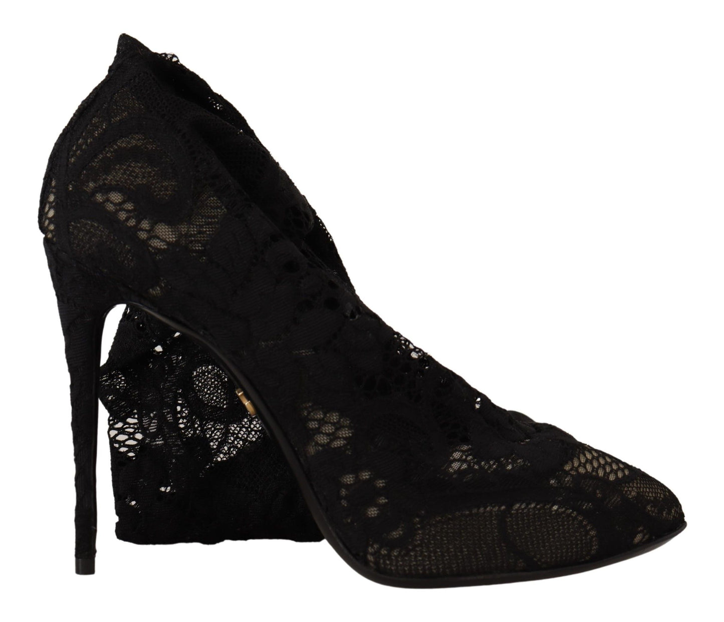 Dolce &amp; Gabbana Chaussettes extensibles noires Taormina Bottes en dentelle Chaussures