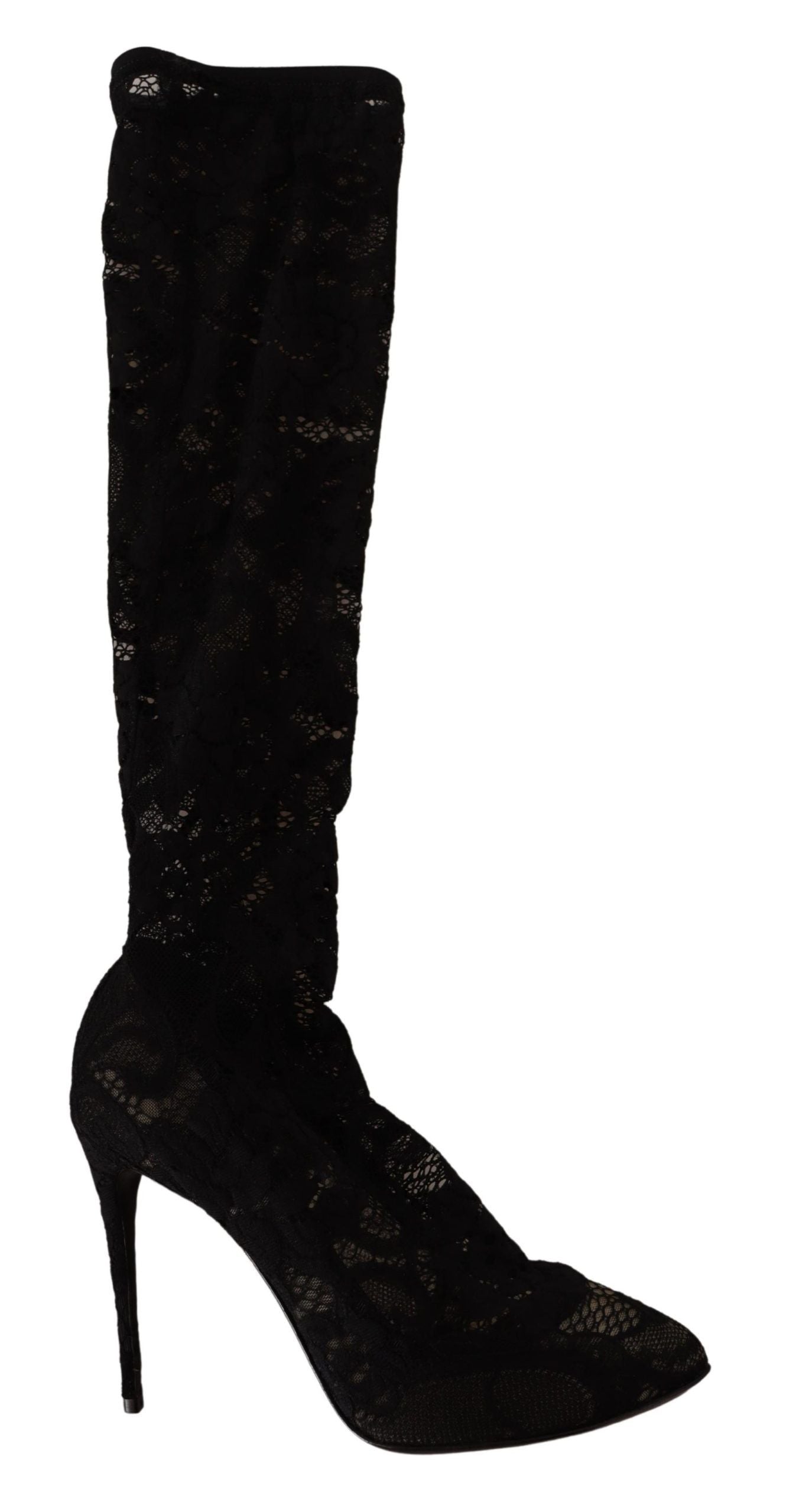 Dolce &amp; Gabbana Chaussettes extensibles noires Taormina Bottes en dentelle Chaussures