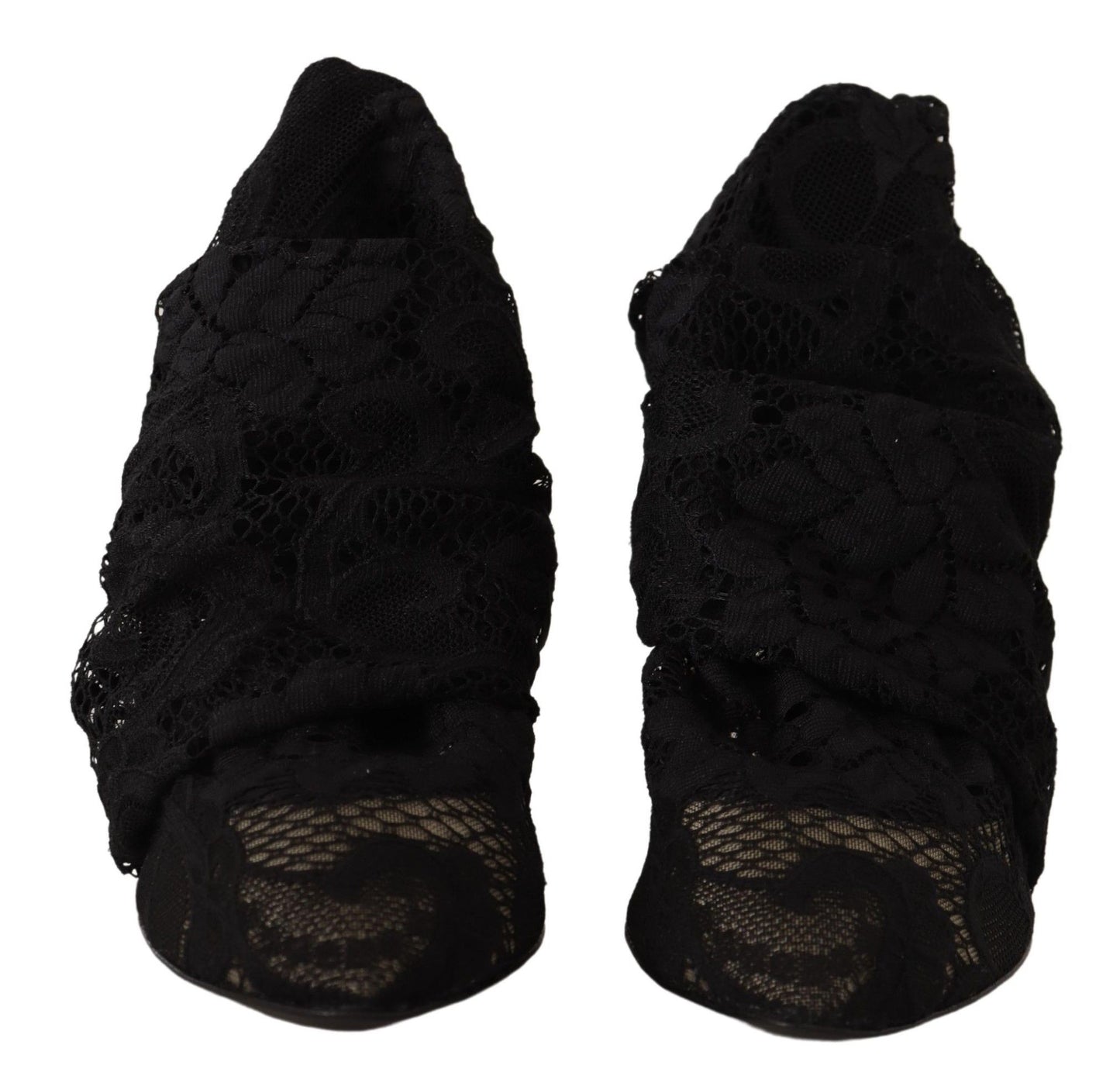 Dolce &amp; Gabbana Chaussettes extensibles noires Taormina Bottes en dentelle Chaussures