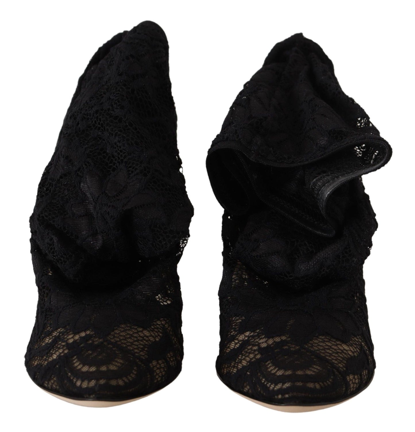 Dolce &amp; Gabbana Chaussettes extensibles noires Bottes en dentelle Taormina