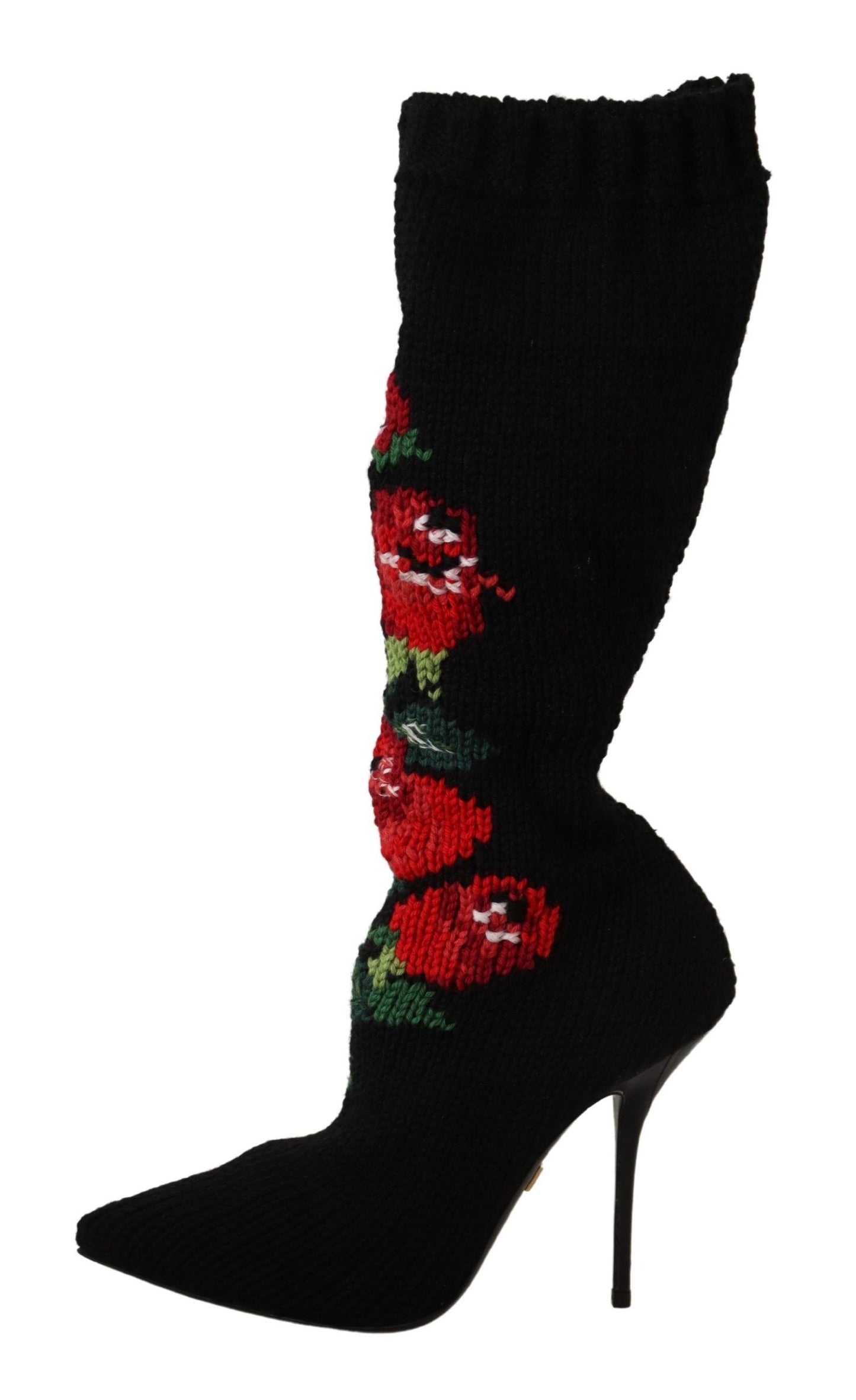 Dolce &amp; Gabbana Chaussettes Stretch Noires Bottines Roses Rouges Chaussures