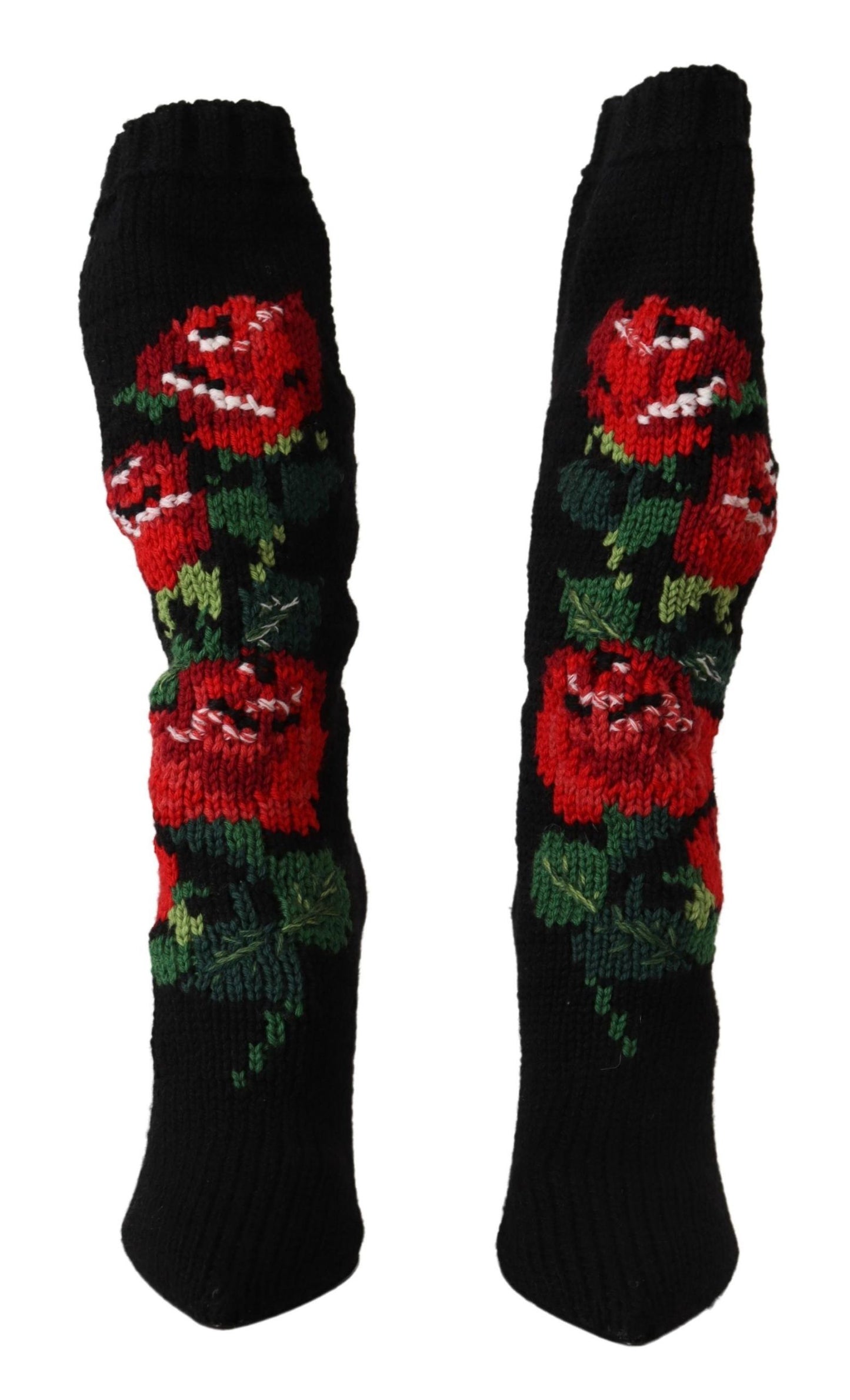 Dolce &amp; Gabbana Chaussettes Stretch Noires Bottines Roses Rouges Chaussures