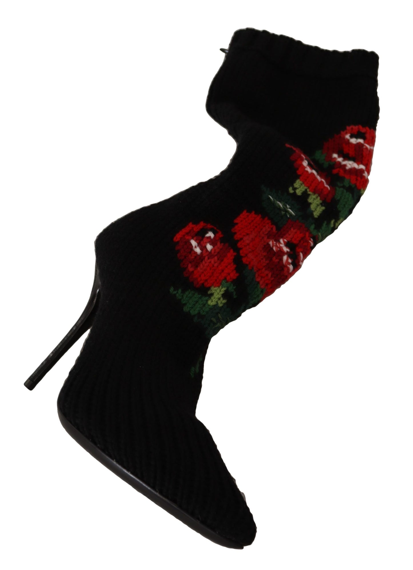 Dolce &amp; Gabbana Chaussettes Stretch Noires Bottines Roses Rouges Chaussures