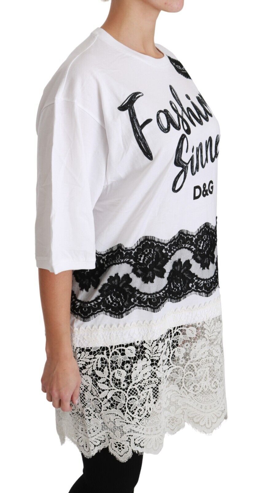 Dolce &amp; Gabbana Haut T-shirt en dentelle de coton blanc Fashion Sinner