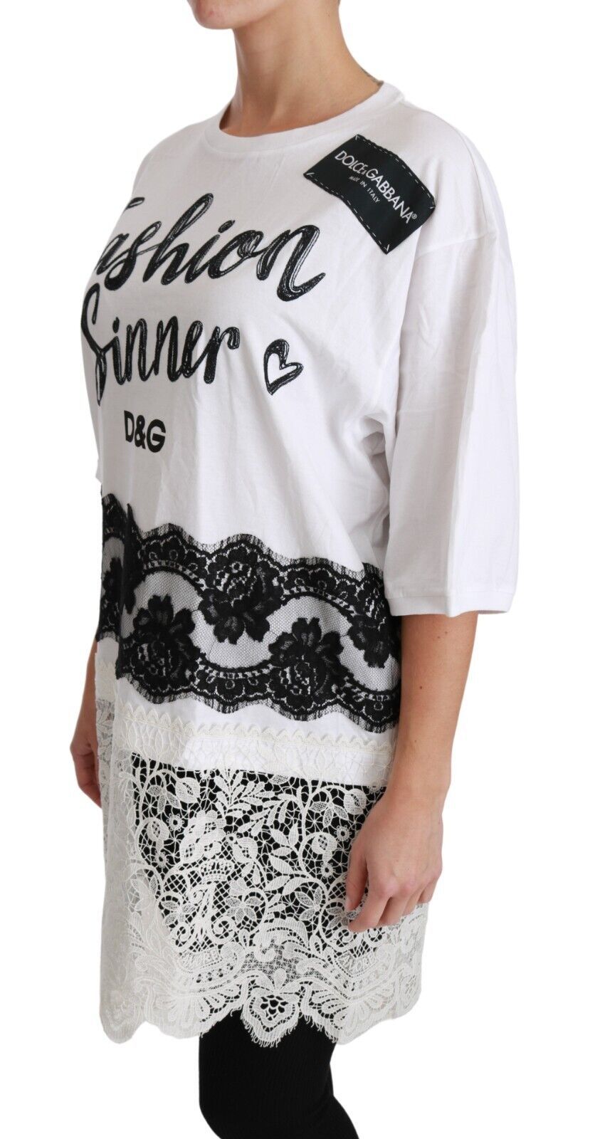 Dolce &amp; Gabbana Haut T-shirt en dentelle de coton blanc Fashion Sinner