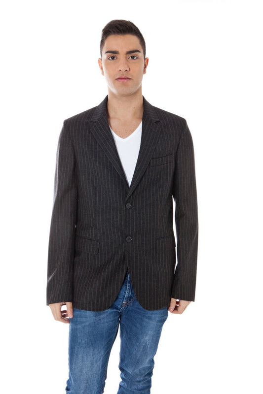 Calvin Klein Elegant Gray Woolen Jacket Classic Style