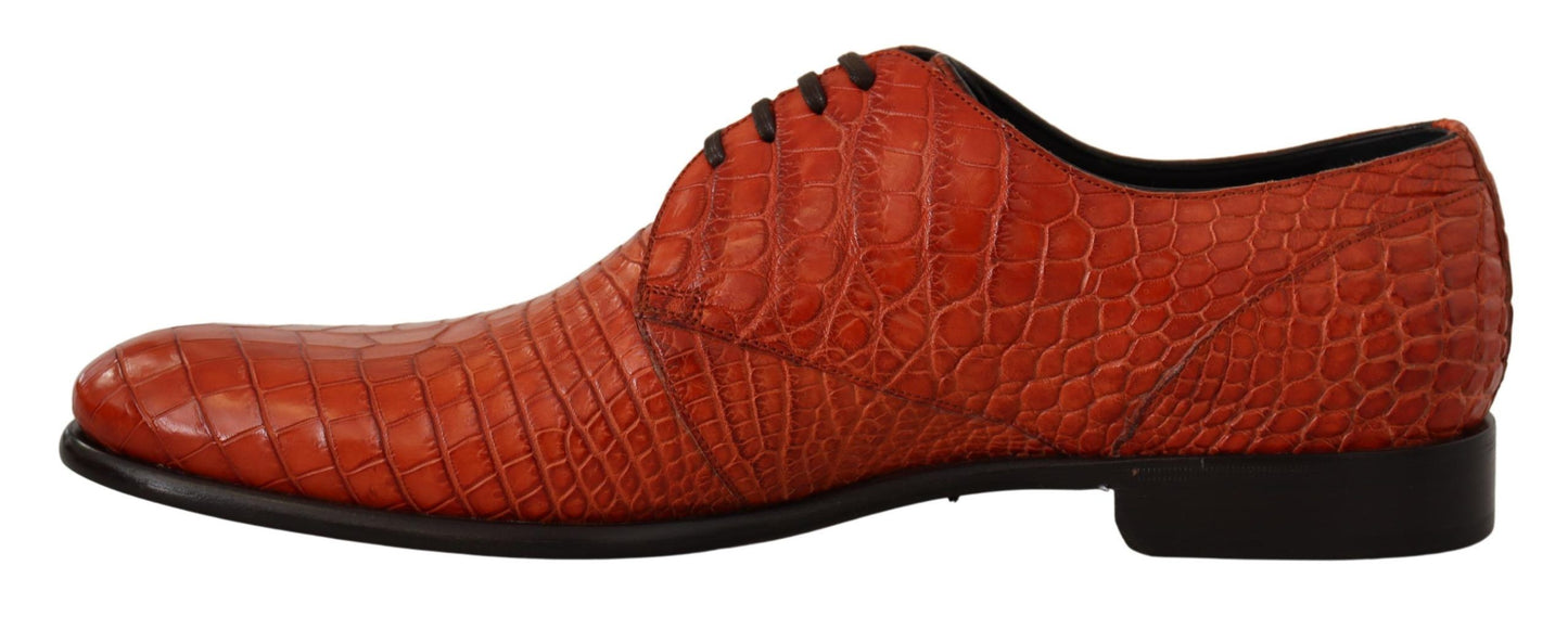 Dolce &amp; Gabbana Orangefarbene Derby-Schuhe aus exotischem Leder