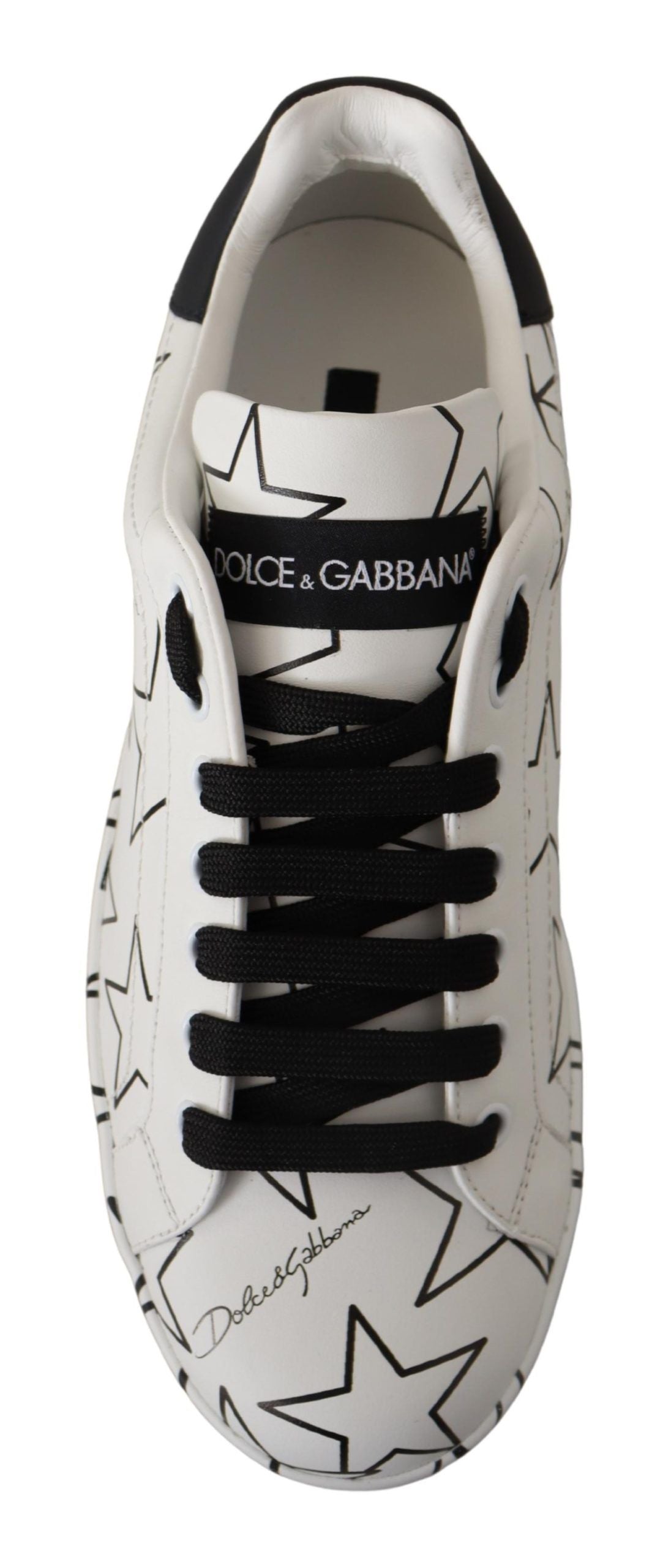 Dolce &amp; Gabbana Weiße Ledersterne Low-Top-Sneaker-Schuhe