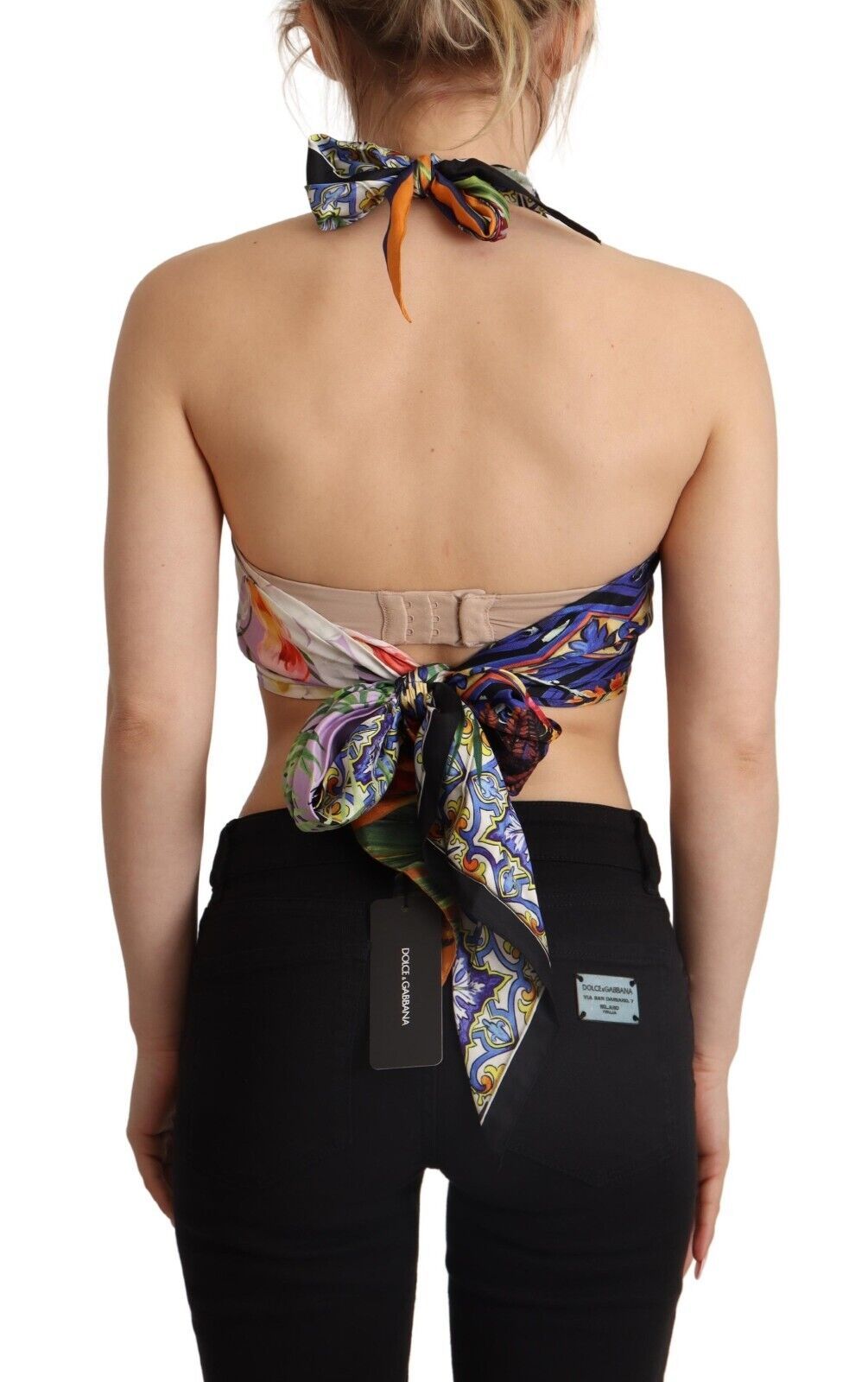 Dolce &amp; Gabbana Haut court licou en soie foulard multicolore