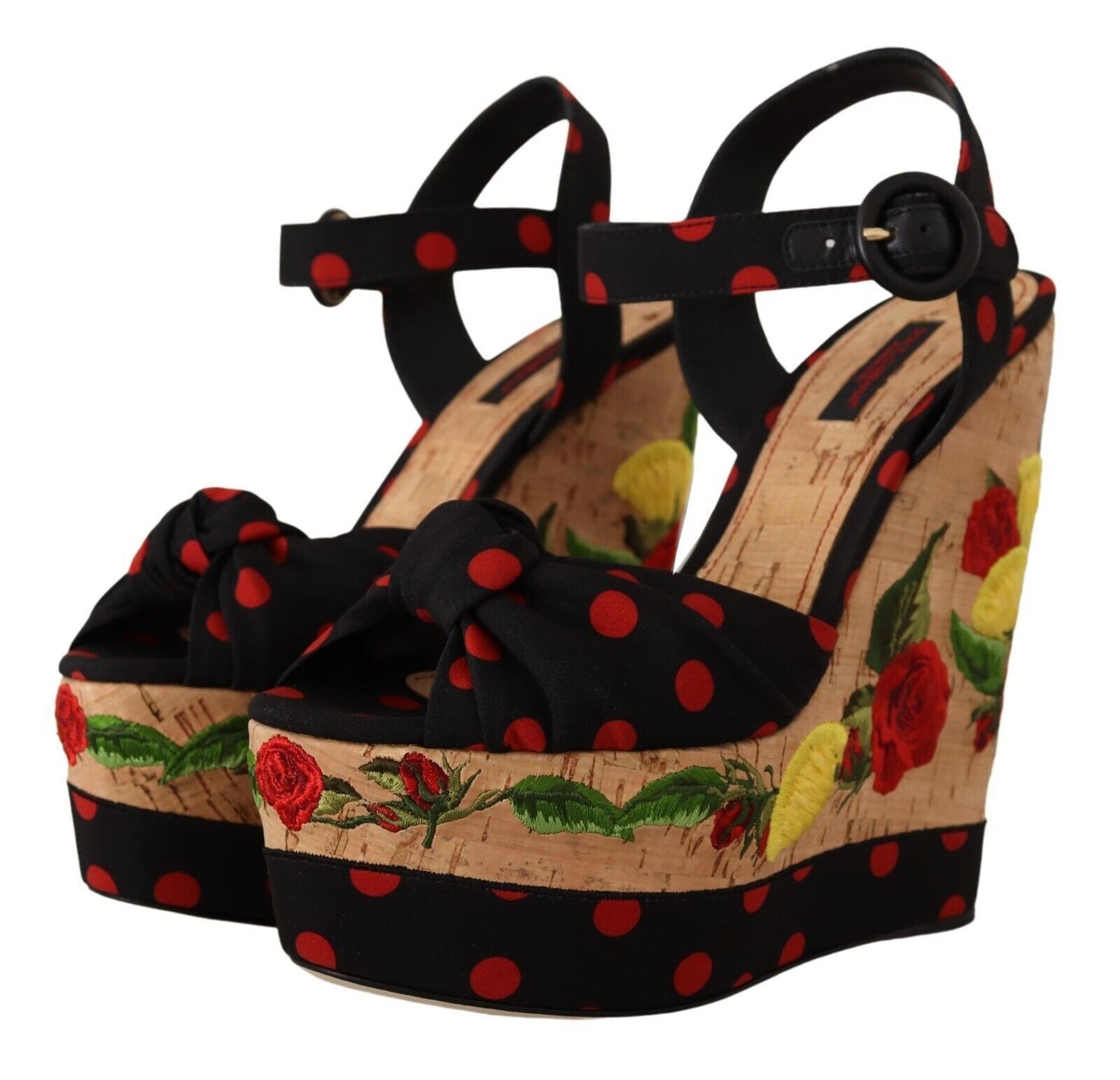 Dolce &amp; Gabbana Mehrfarbige Plateau-Wedges-Sandalen Charmeuse-Schuhe