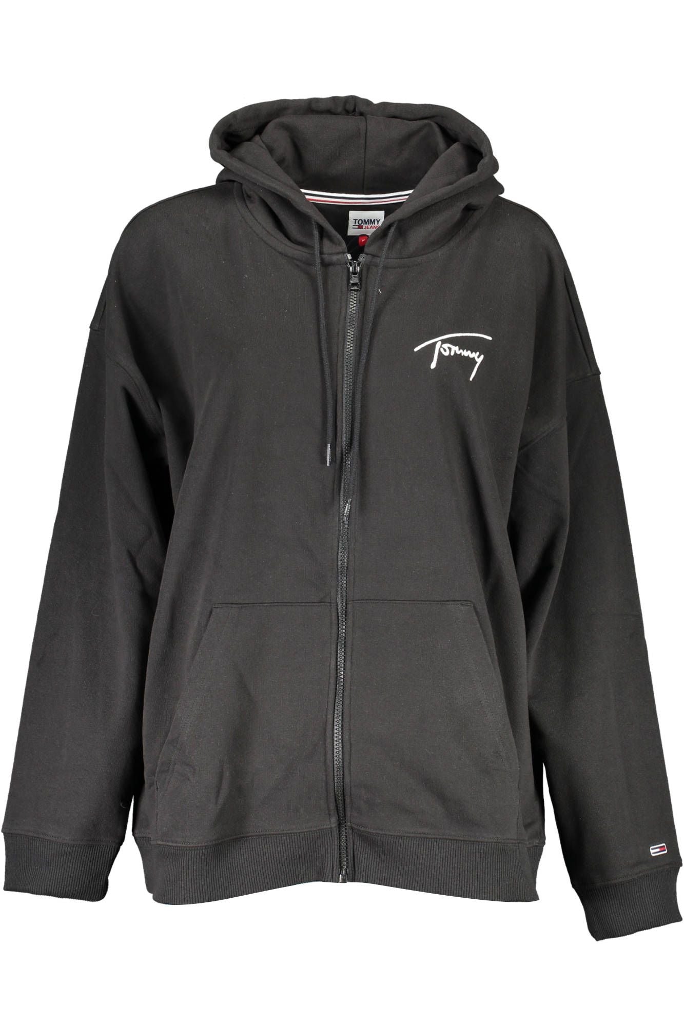 Tommy Hilfiger Elegant Hooded Zip Sweatshirt in Black