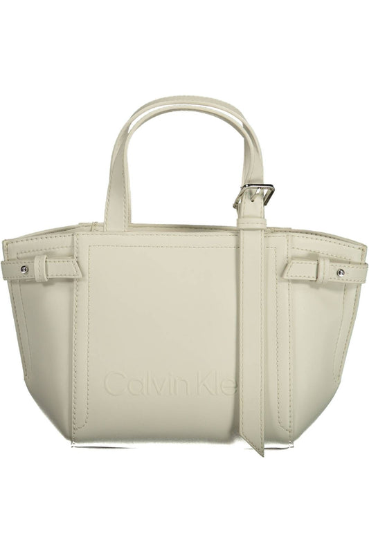 Calvin Klein Sleek White Double Handle Satchel Bag