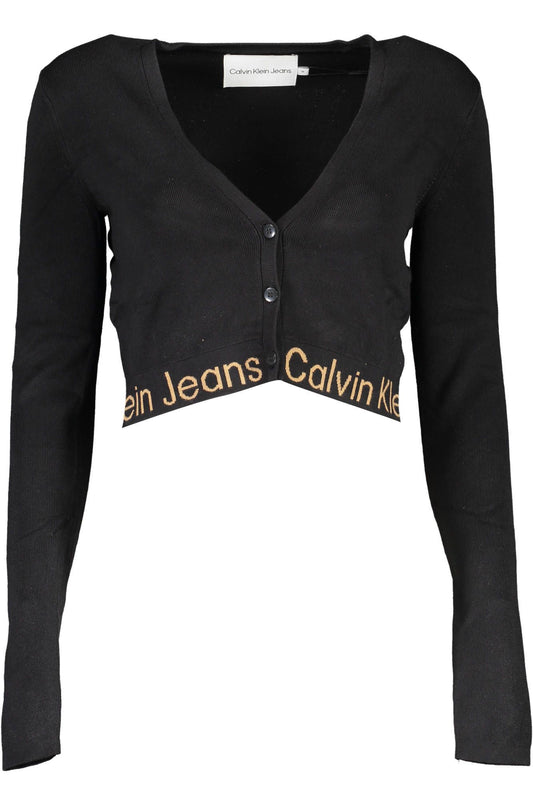 Calvin Klein Elegant V-Neck Buttoned Cardigan with Contrasting Accents