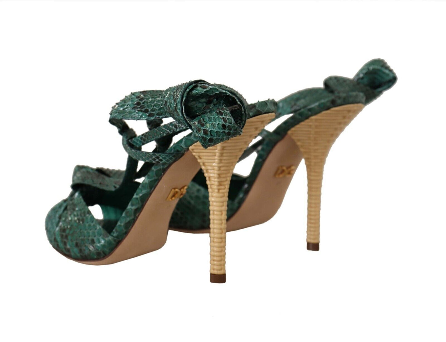 Dolce &amp; Gabbana Emerald Exotic Leather Heels Sandalen Schuhe