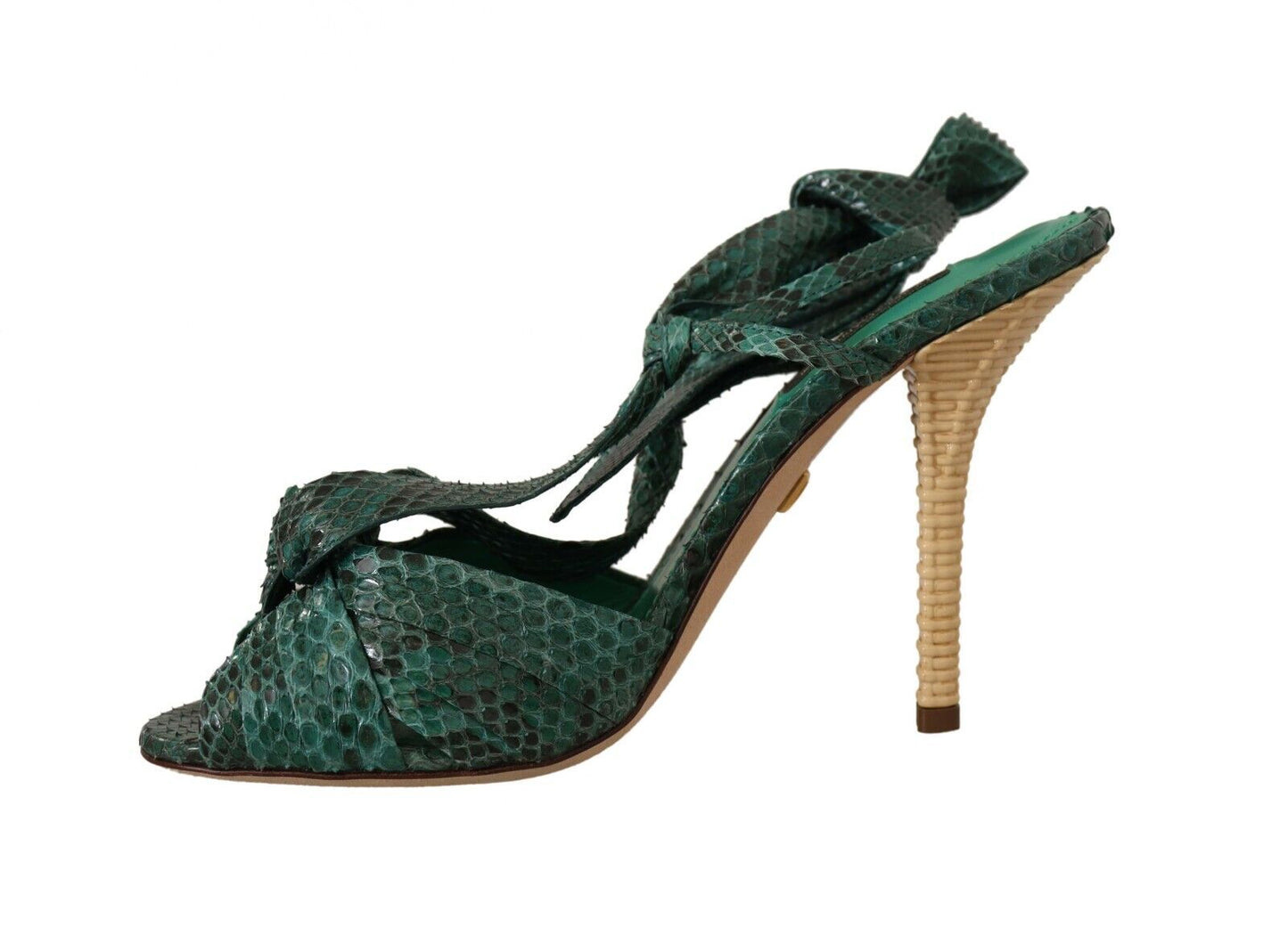 Dolce &amp; Gabbana Emerald Exotic Leather Heels Sandalen Schuhe