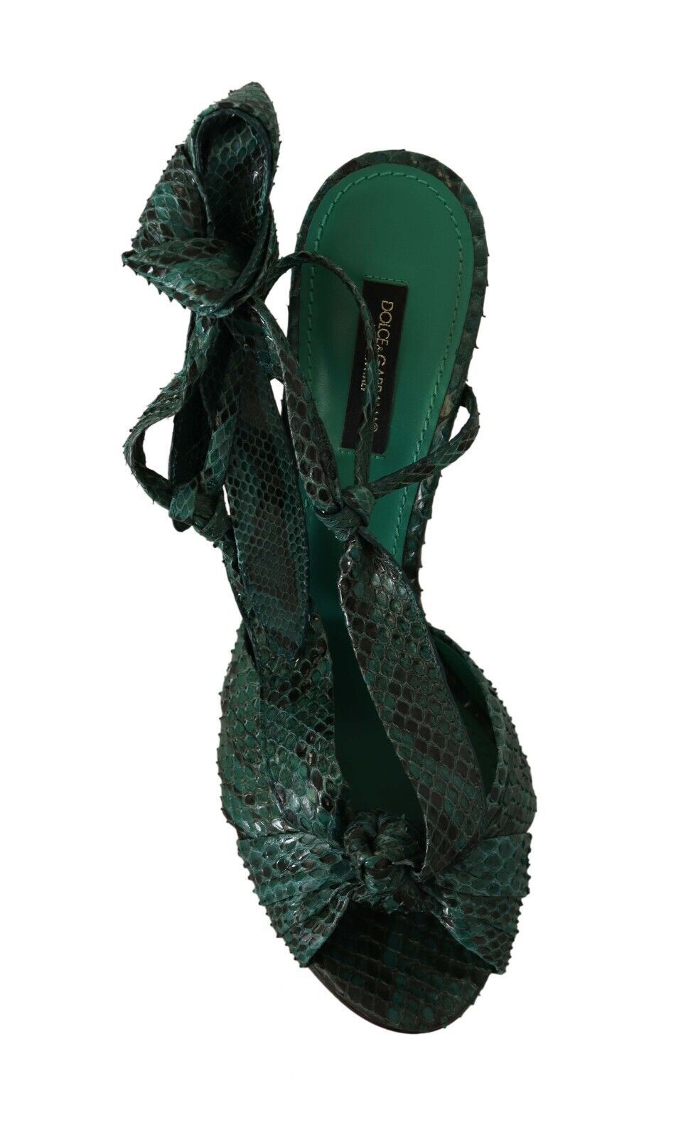 Dolce &amp; Gabbana Emerald Exotic Leather Heels Sandalen Schuhe