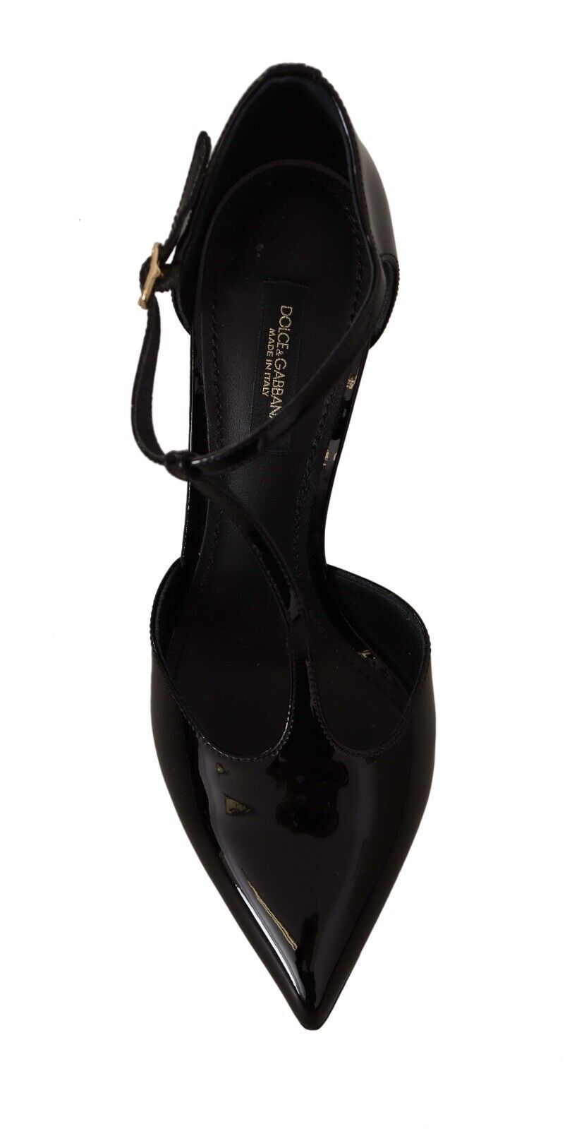 Dolce &amp; Gabbana Schwarze Lackleder-Sandalen mit T-Riemen