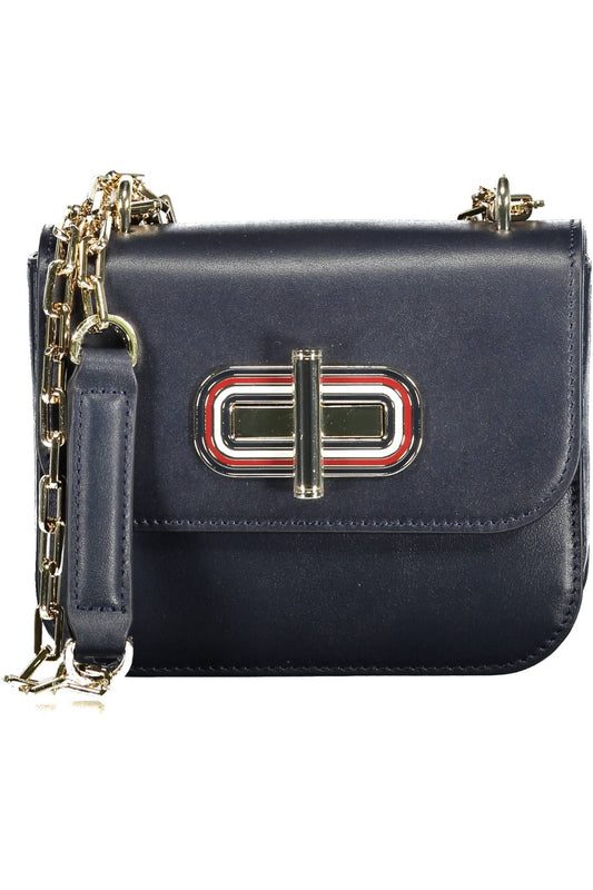 Tommy Hilfiger Chic Blue Leather Shoulder Bag with Contrasting Details