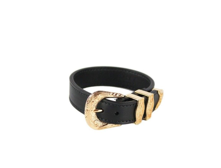 Bracelet Versace Medusa Western Buckle en cuir lisse en laiton plaqué or