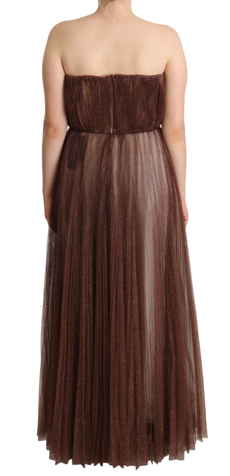 Dolce &amp; Gabbana Robe longue en polyester bronze métallisé