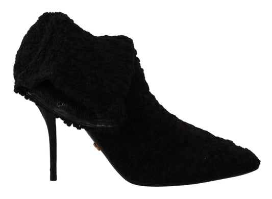 Dolce &amp; Gabbana Schwarze Damenstiefel mit Stiletto-Absatz und mittlerer Wade