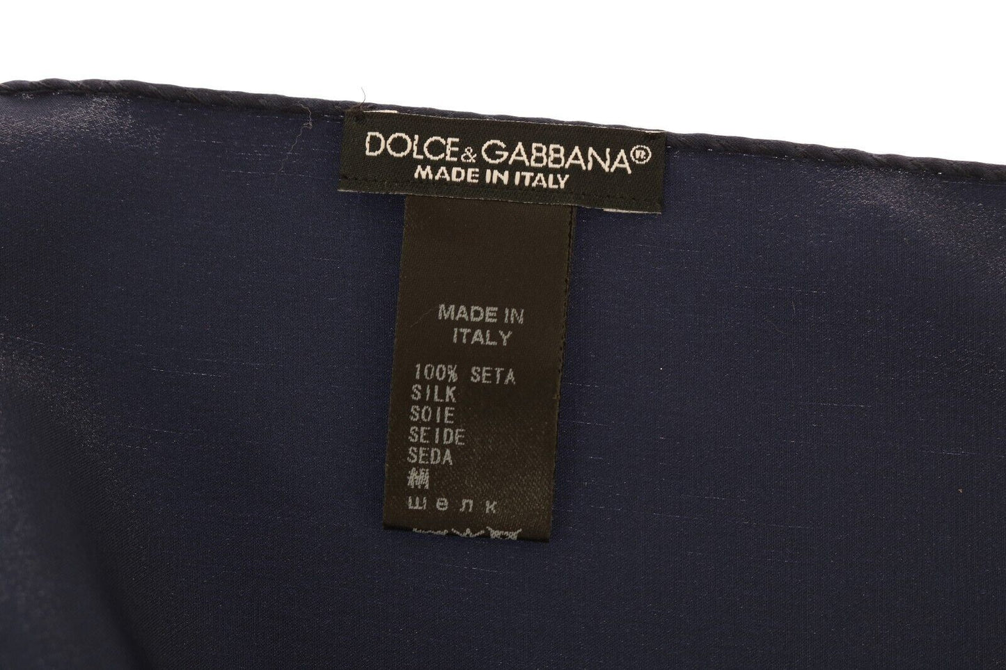 Dolce &amp; Gabbana Écharpe Mouchoir Carré Bleu 100% Soie Pour Homme