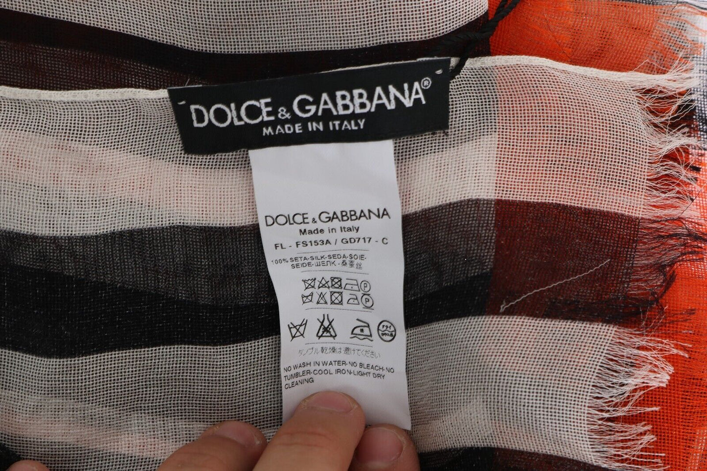 Dolce &amp; Gabbana Écharpe à franges en soie rayée multicolore