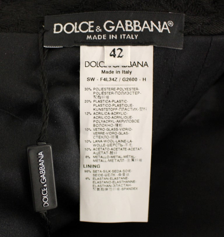 Dolce &amp; Gabbana Jupe au-dessus du genou faite à la main en cristal noir