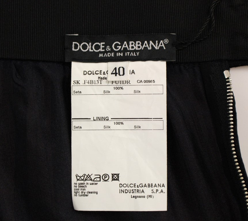 Dolce &amp; Gabbana Jupe transparente en soie noire au-dessus des genoux