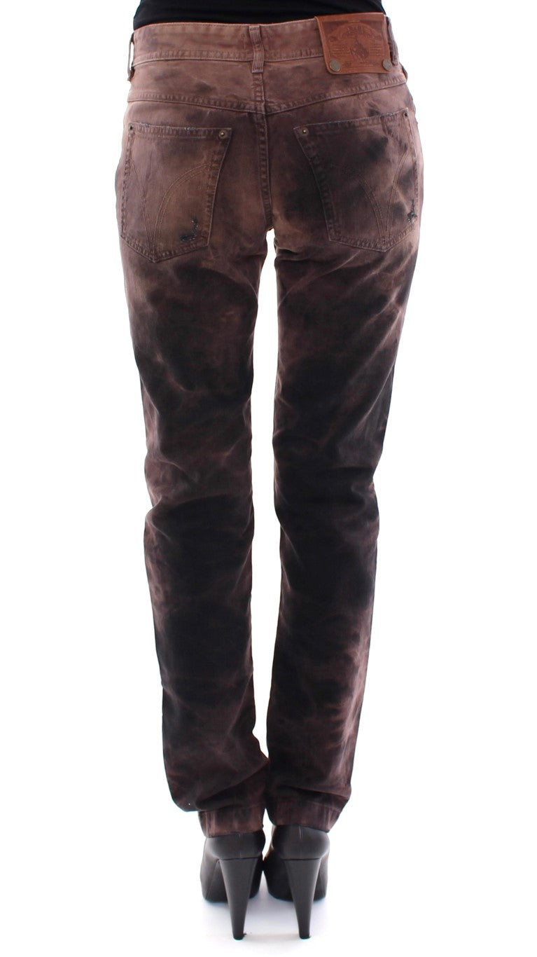 Dolce &amp; Gabbana Jean élégant en coton marron coupe régulière