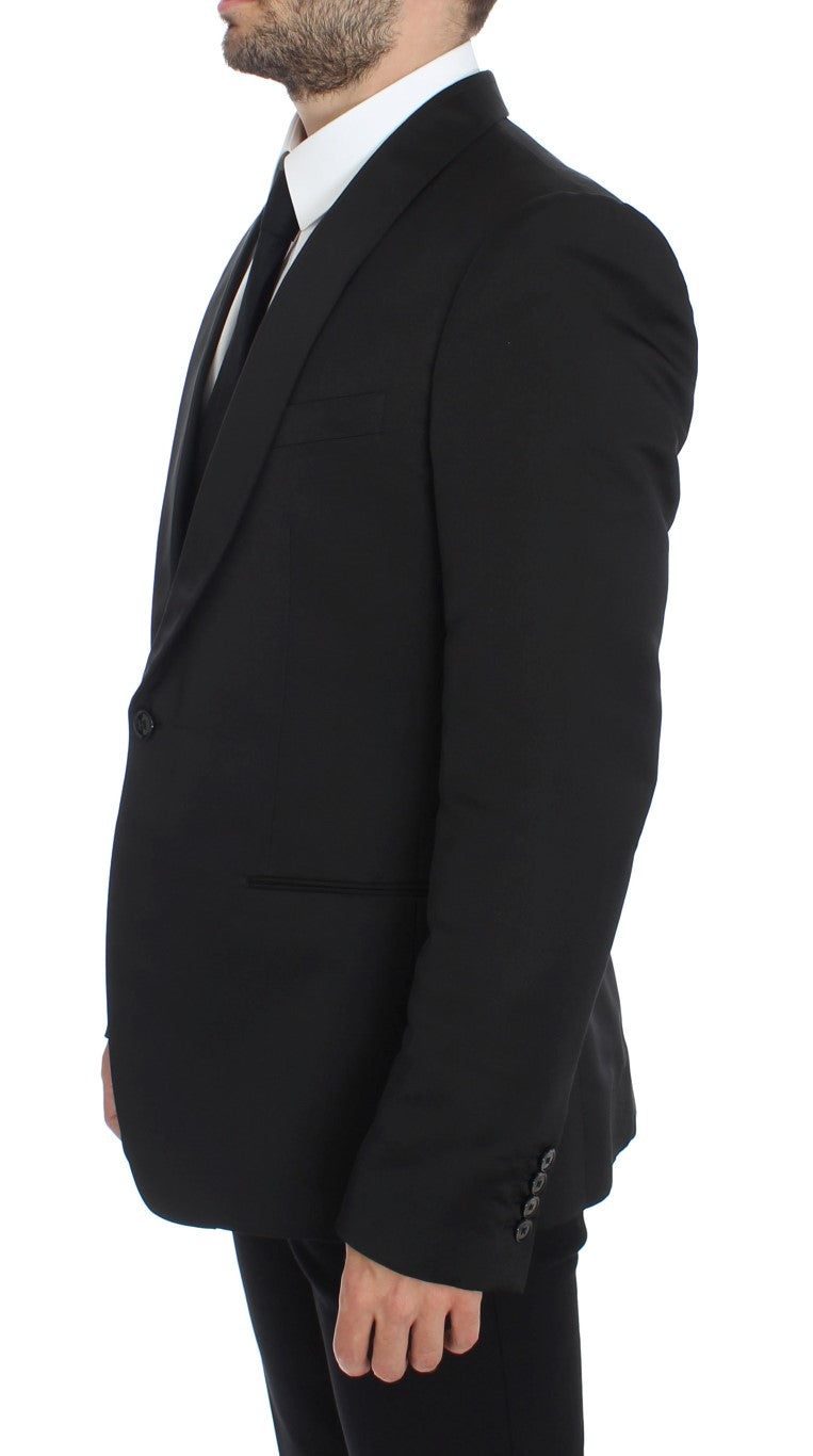 Dolce &amp; Gabbana Blazer slim en soie noire à un bouton