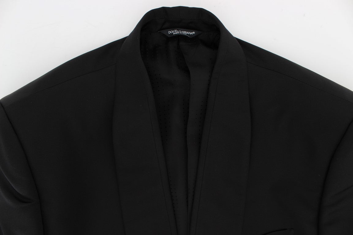 Dolce &amp; Gabbana Blazer slim en soie noire à un bouton