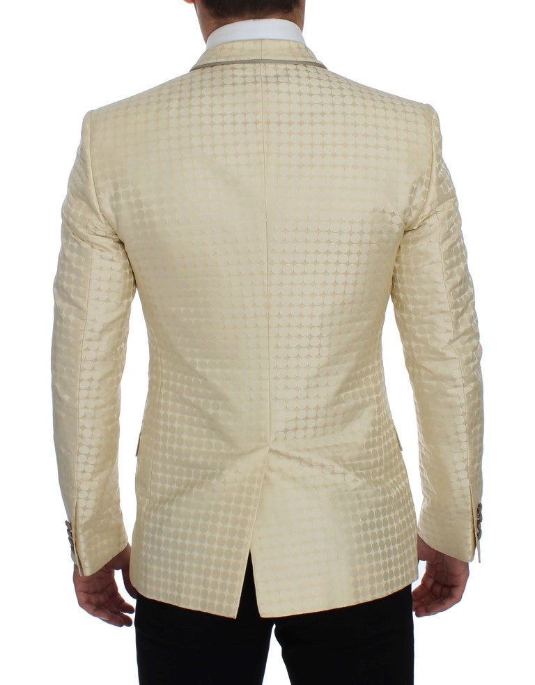 Dolce &amp; Gabbana Blazer 2 pièces en soie beige à pois