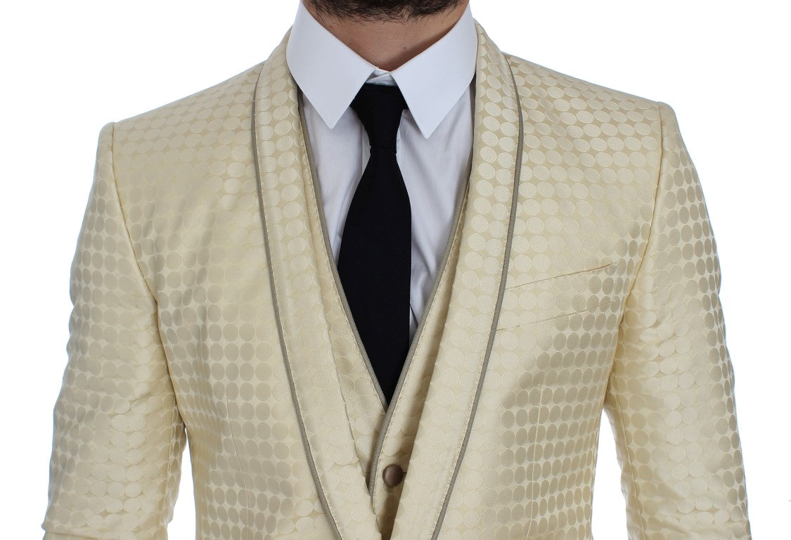 Dolce &amp; Gabbana Blazer 2 pièces en soie beige à pois