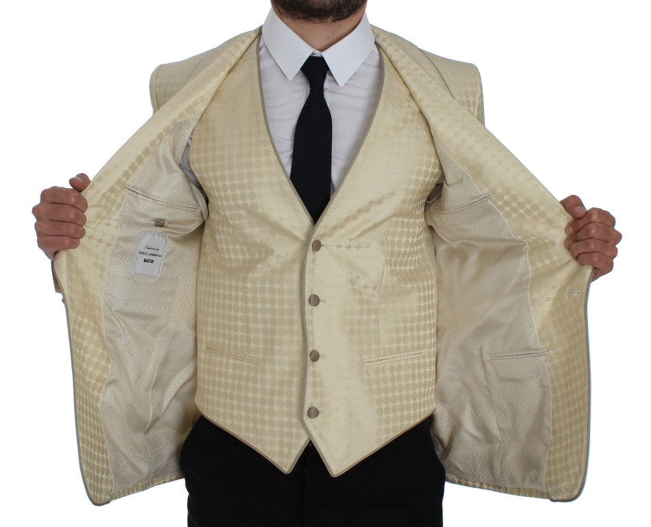 Dolce &amp; Gabbana Blazer 2 pièces en soie beige à pois