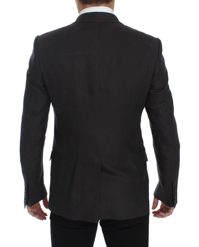 Dolce &amp; Gabbana Veste blazer en lin coupe slim grise