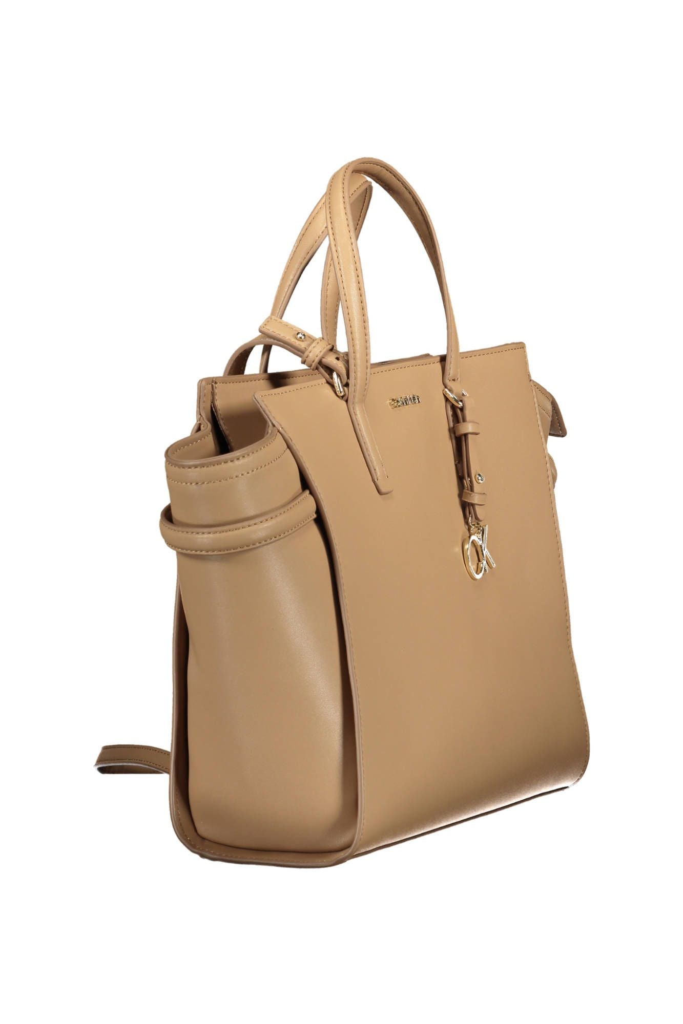 Calvin Klein Chic Beige Handbag with Contrasting Details