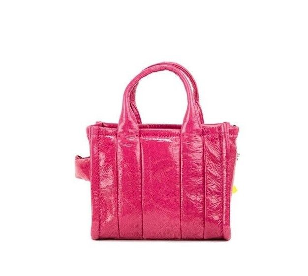 Marc Jacobs The Shiny Crinkle Micro Tote Magenta Leder Umhängetasche Handtasche