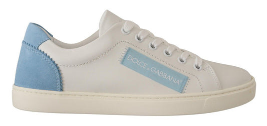 Dolce &amp; Gabbana Baskets basses en cuir bleu blanc