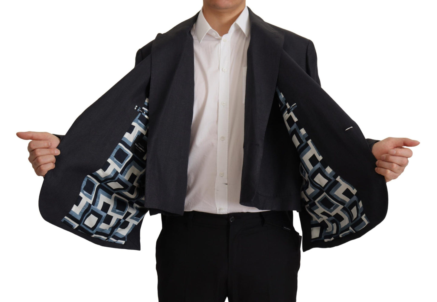 Dolce &amp; Gabbana Veste blazer formelle en lin bleu pour homme