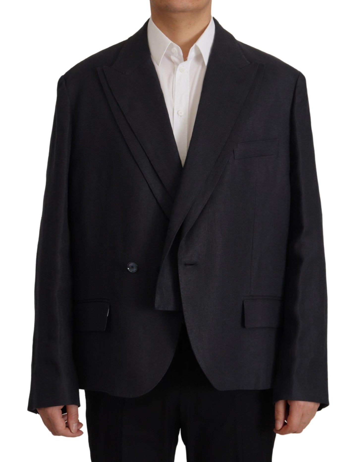 Dolce &amp; Gabbana Veste blazer formelle en lin bleu pour homme