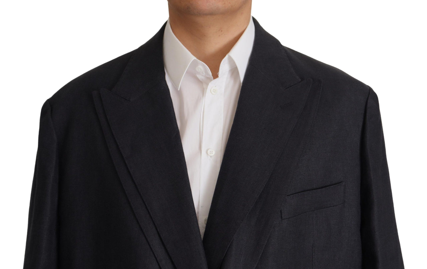 Dolce &amp; Gabbana Veste blazer formelle en lin bleu pour homme