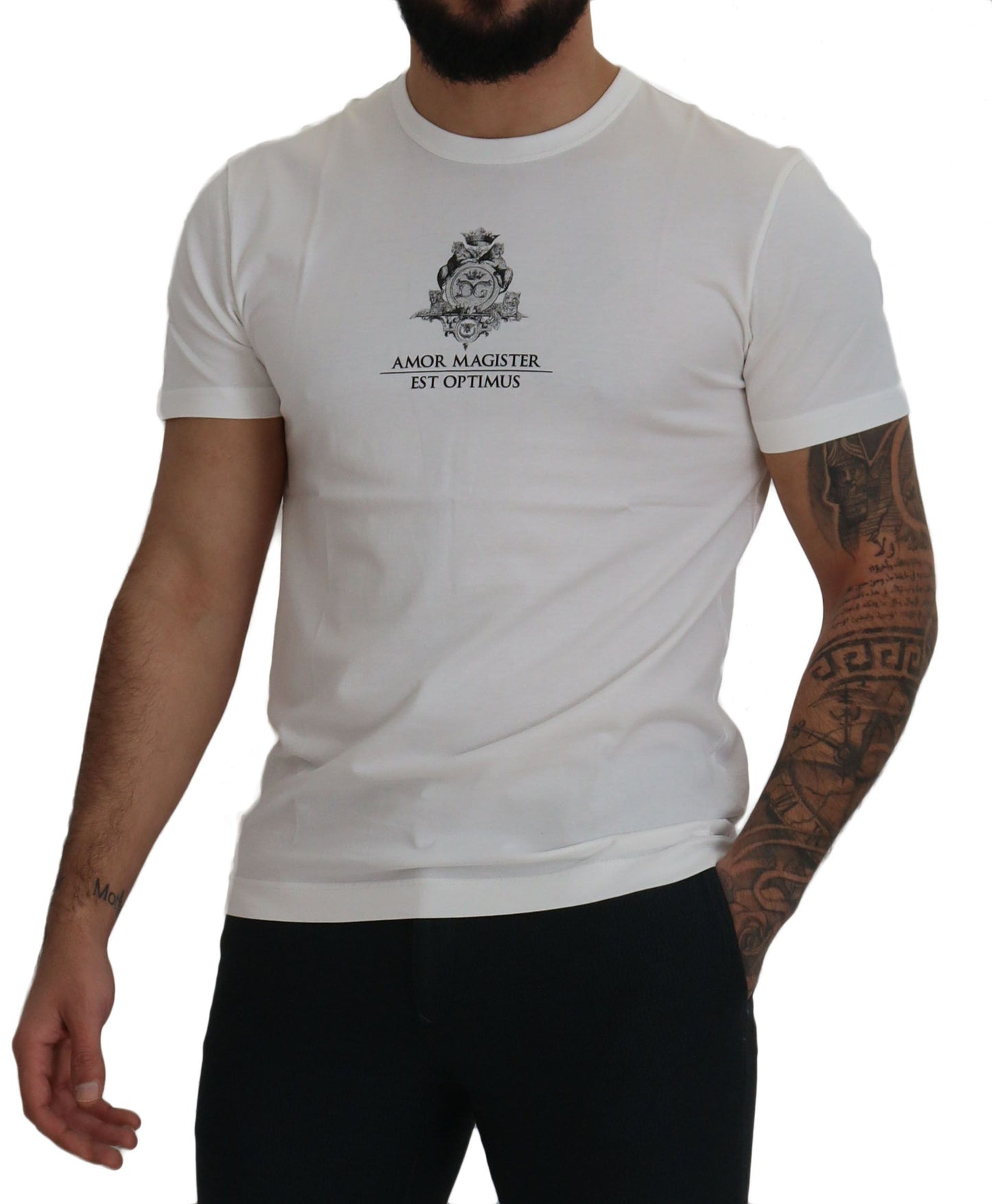 Dolce &amp; Gabbana T-shirt Amor Magister en coton blanc avec logo