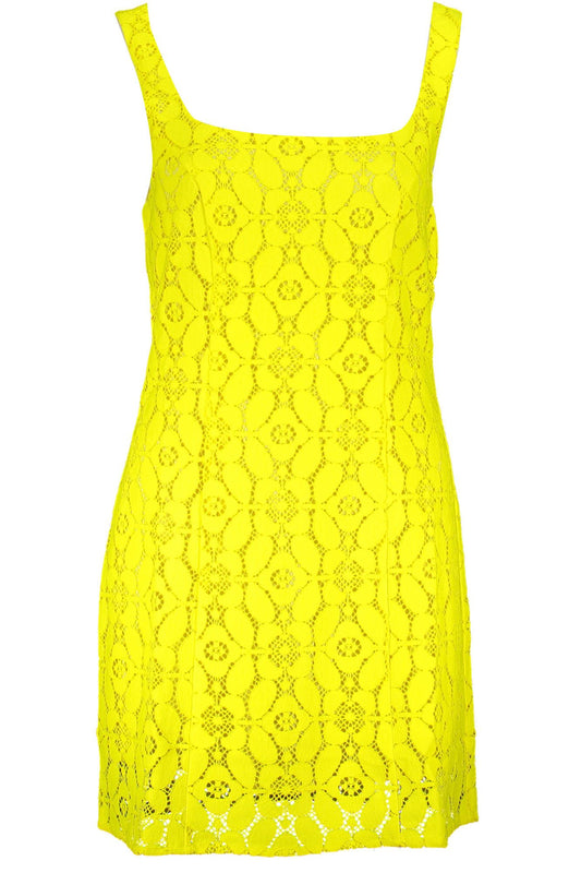 Desigual Chic Yellow Square Neck Sleeveless Dress