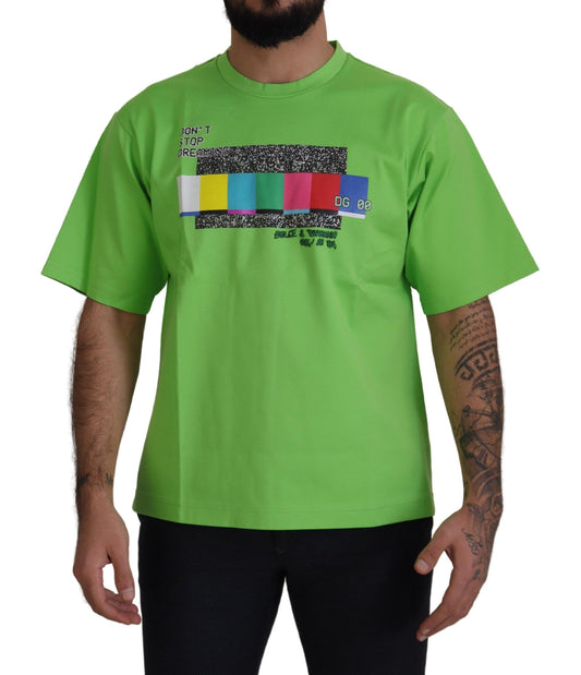 Dolce &amp; Gabbana T-shirt haut en coton vert DG CHANNEL