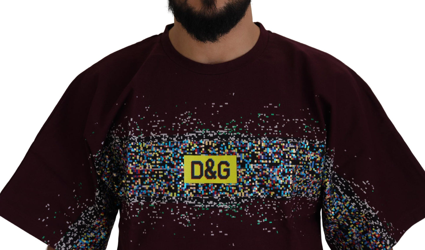 Dolce &amp; Gabbana T-shirt haut DG CHANNEL en coton bordeaux